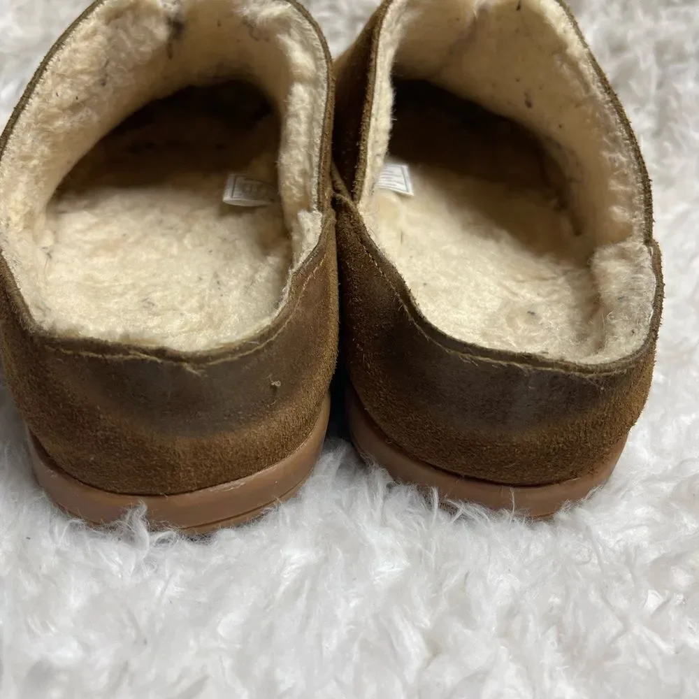 Bear Paw Bruce Men  suede slippers wool blend lining sheepskin footbed SZ10